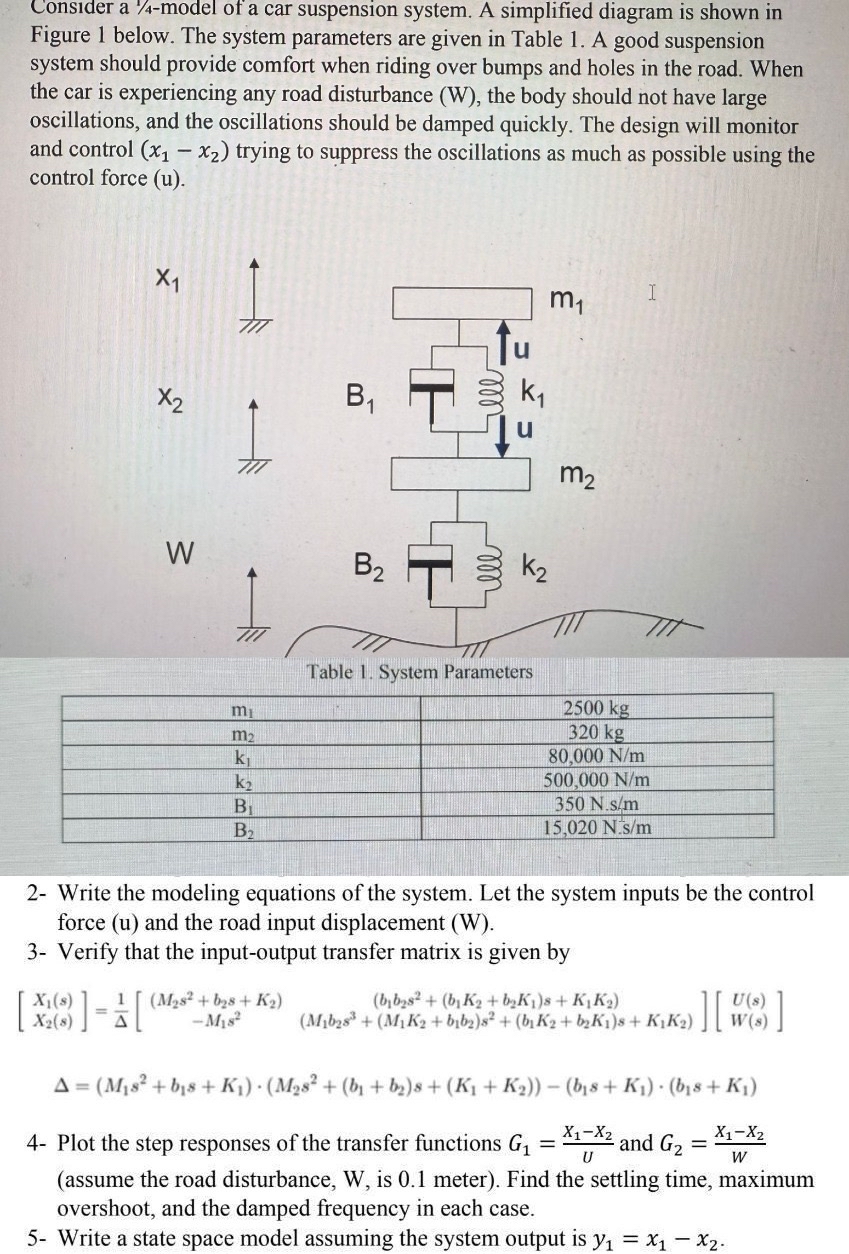 Consider a 1 4 - model of a car suspension