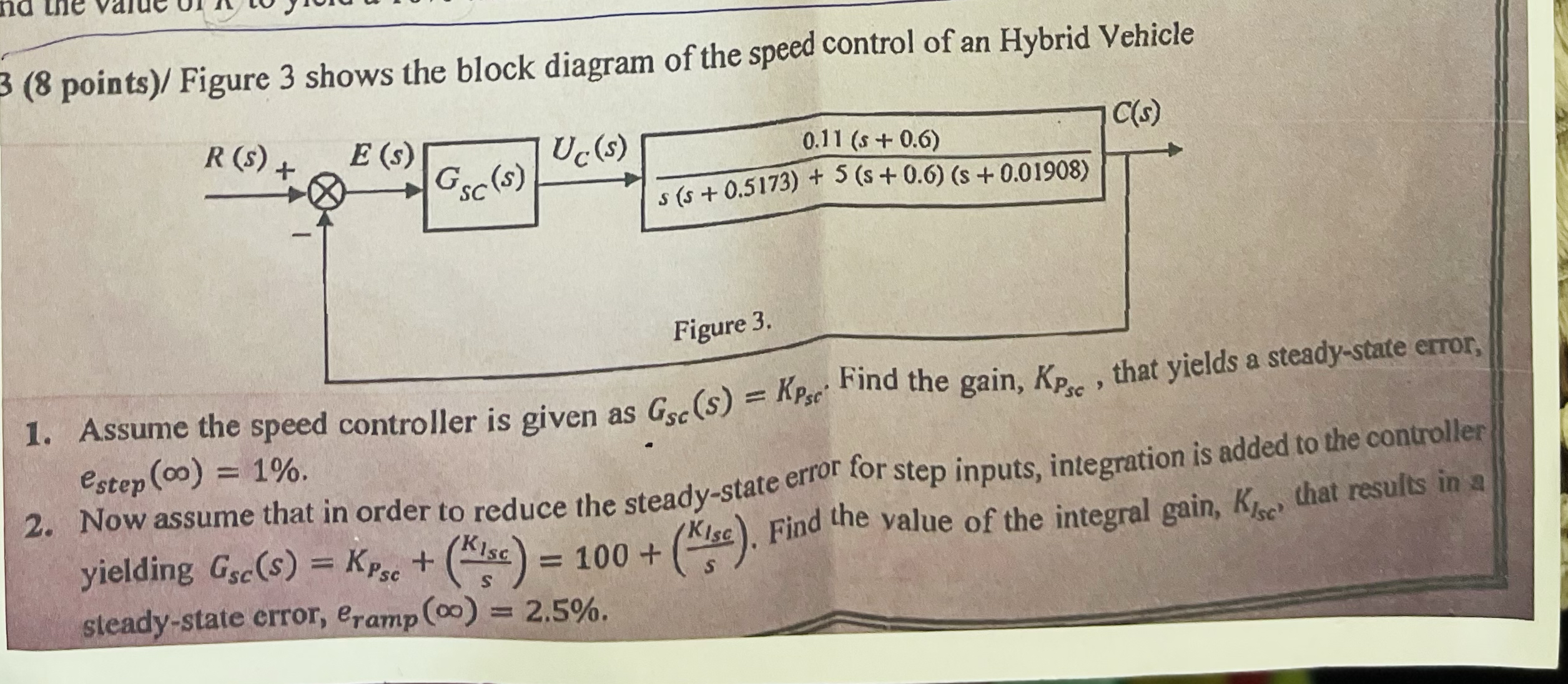 3 ( 8 points ) / Figure 3 shows the block diagram