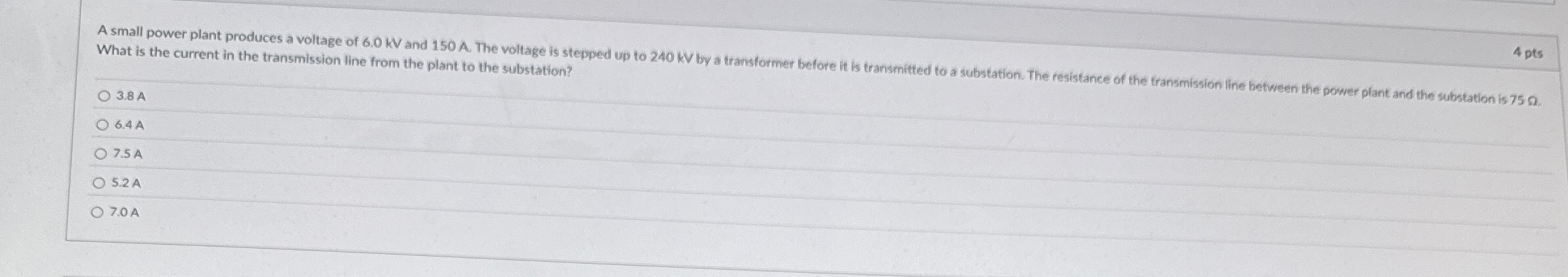 What is the current in the transmission line from
