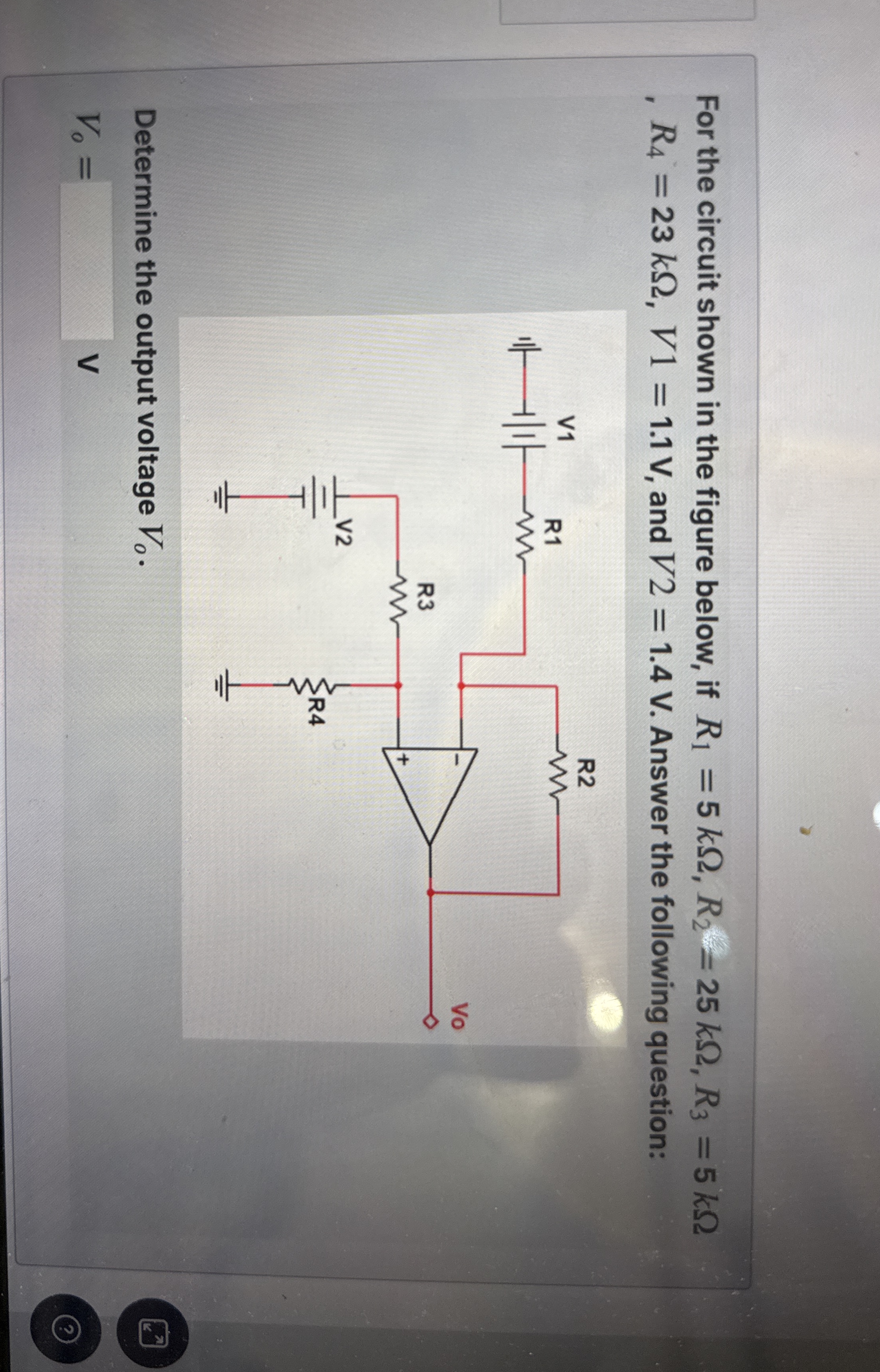 For the circuit shown in the figure below, if R 1