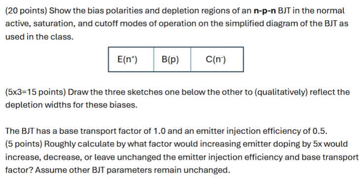 ( 2 0 points ) Show the bias polarities and