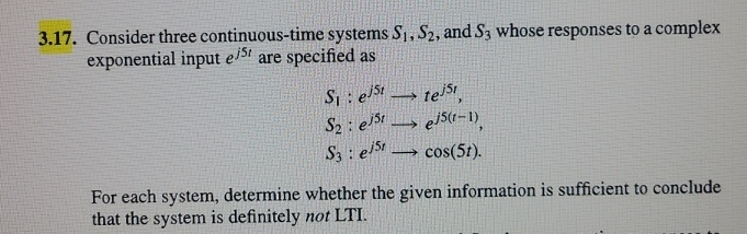 3 . 1 7 . Consider three continuous - time