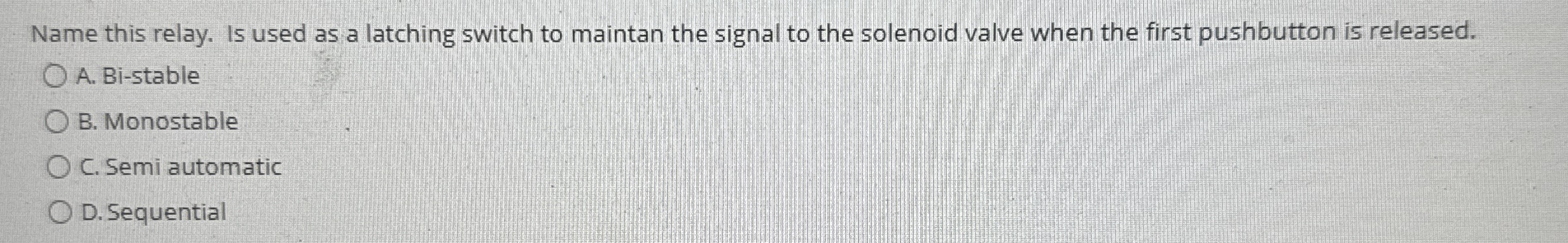 Name this relay. Is used as a latching switch to