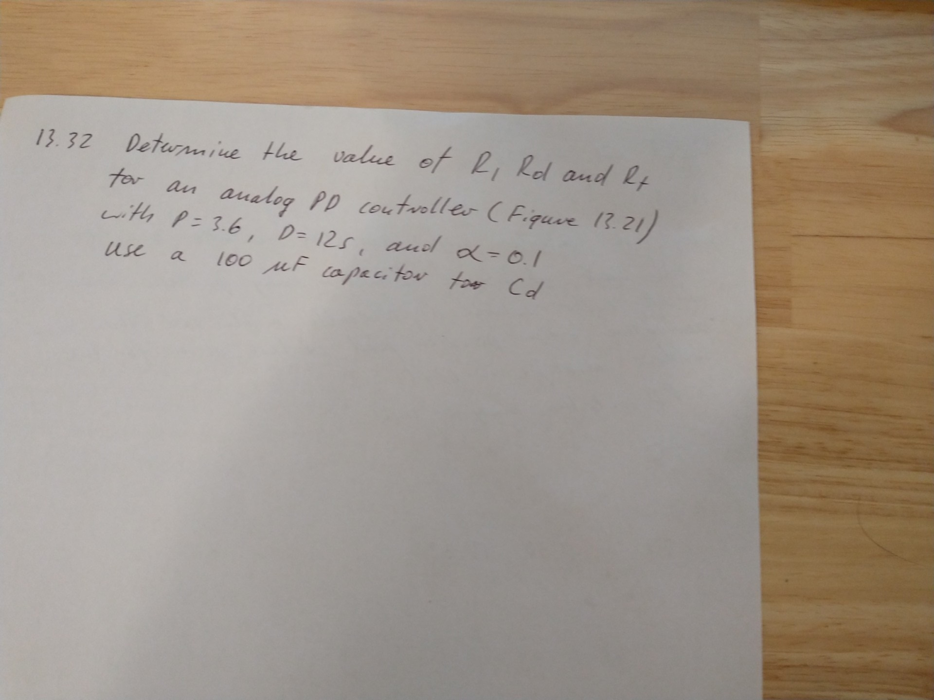 1 3 . 3 2 Determine the value of R 1 Rd Rf for an