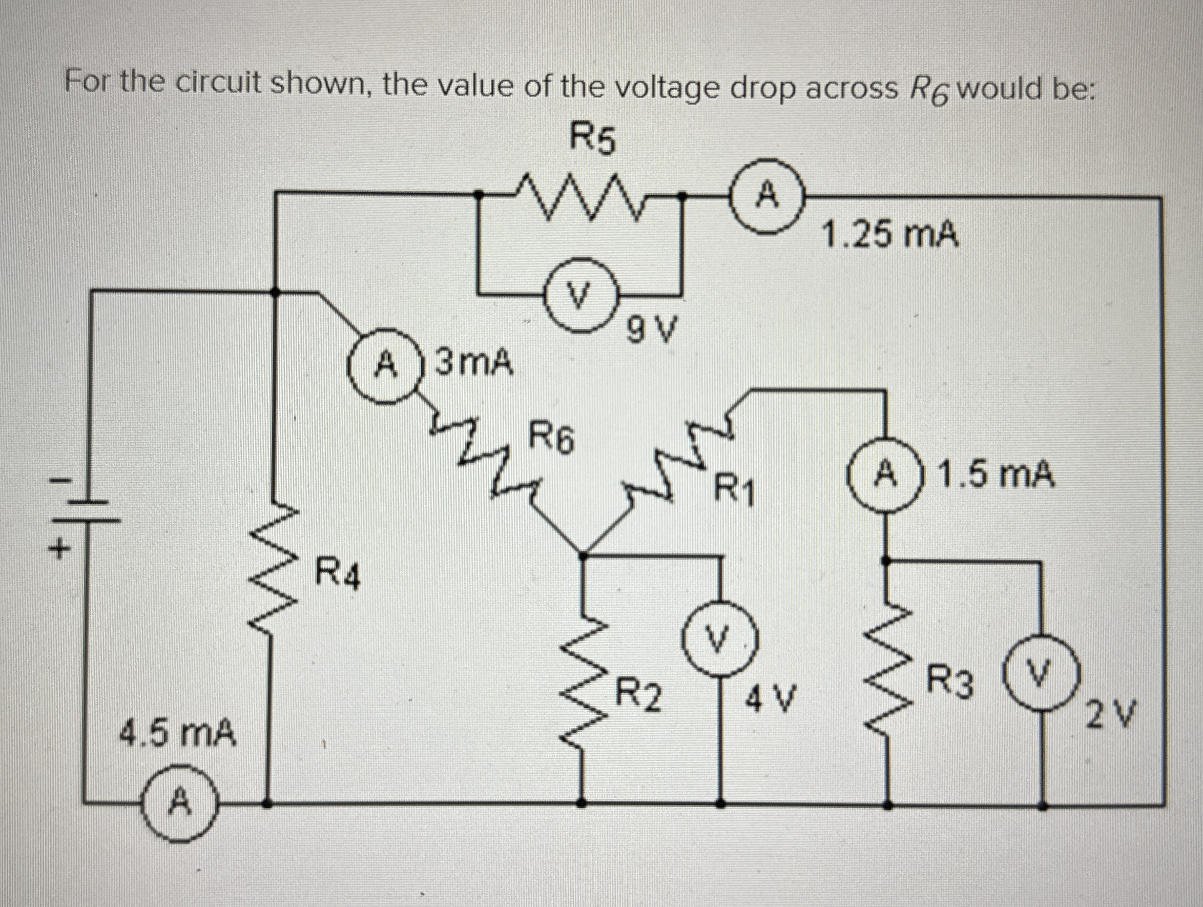 Multiple choice For the circuit shown, the value