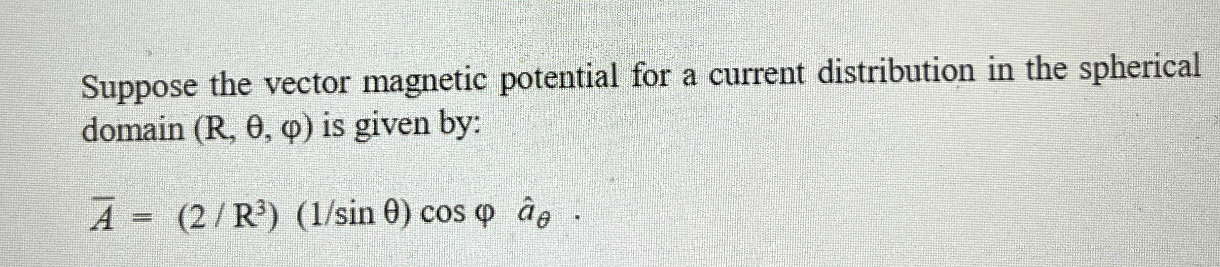 Suppose the vector magnetic potential for a