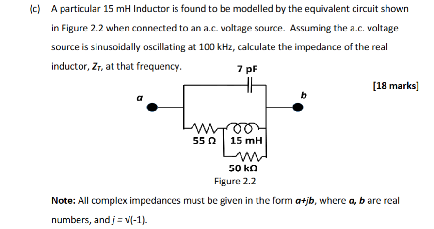 ( c ) A particular 1 5 mH Inductor is found to be