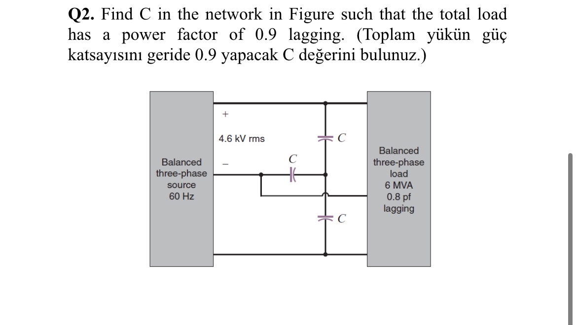 Q 2 . Find C in the network in Figure such that