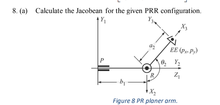 8 . ( a ) Calculate the Jacobean for the given