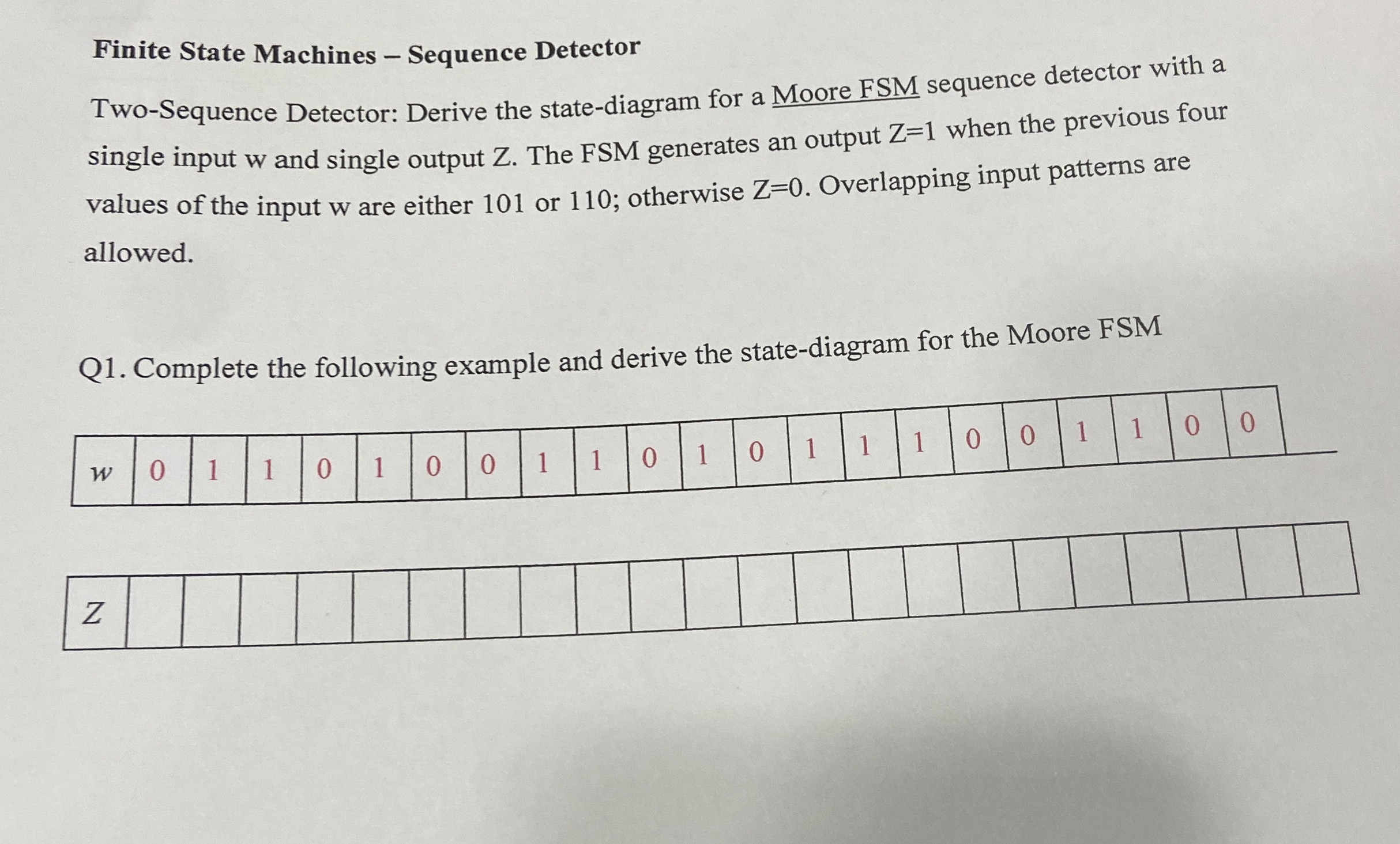 Finite State Machines - Sequence Detector Two -
