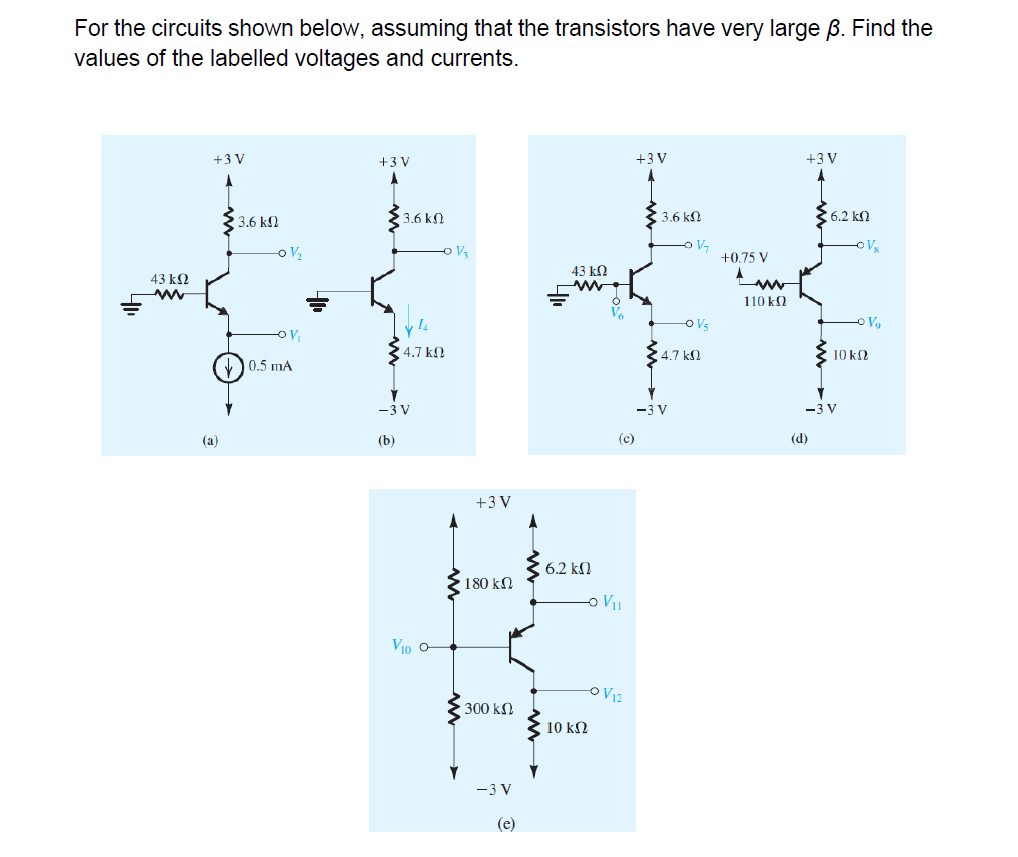 For the circuits shown below, assuming that the