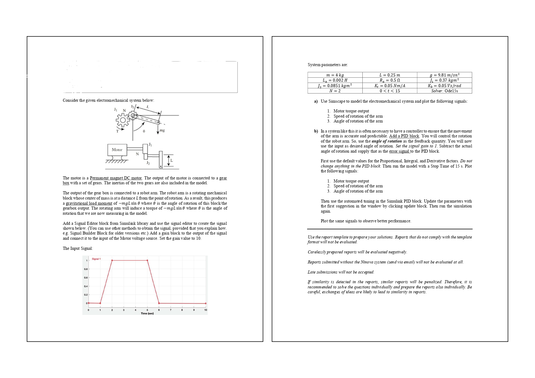 Consider the given electromechanical system