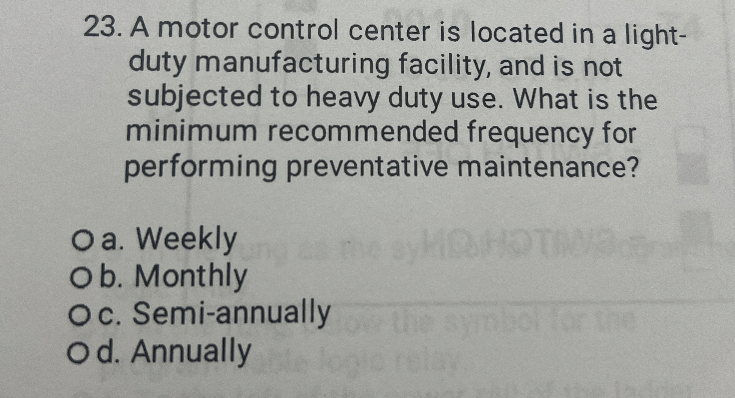 A motor control center is located in a lightduty