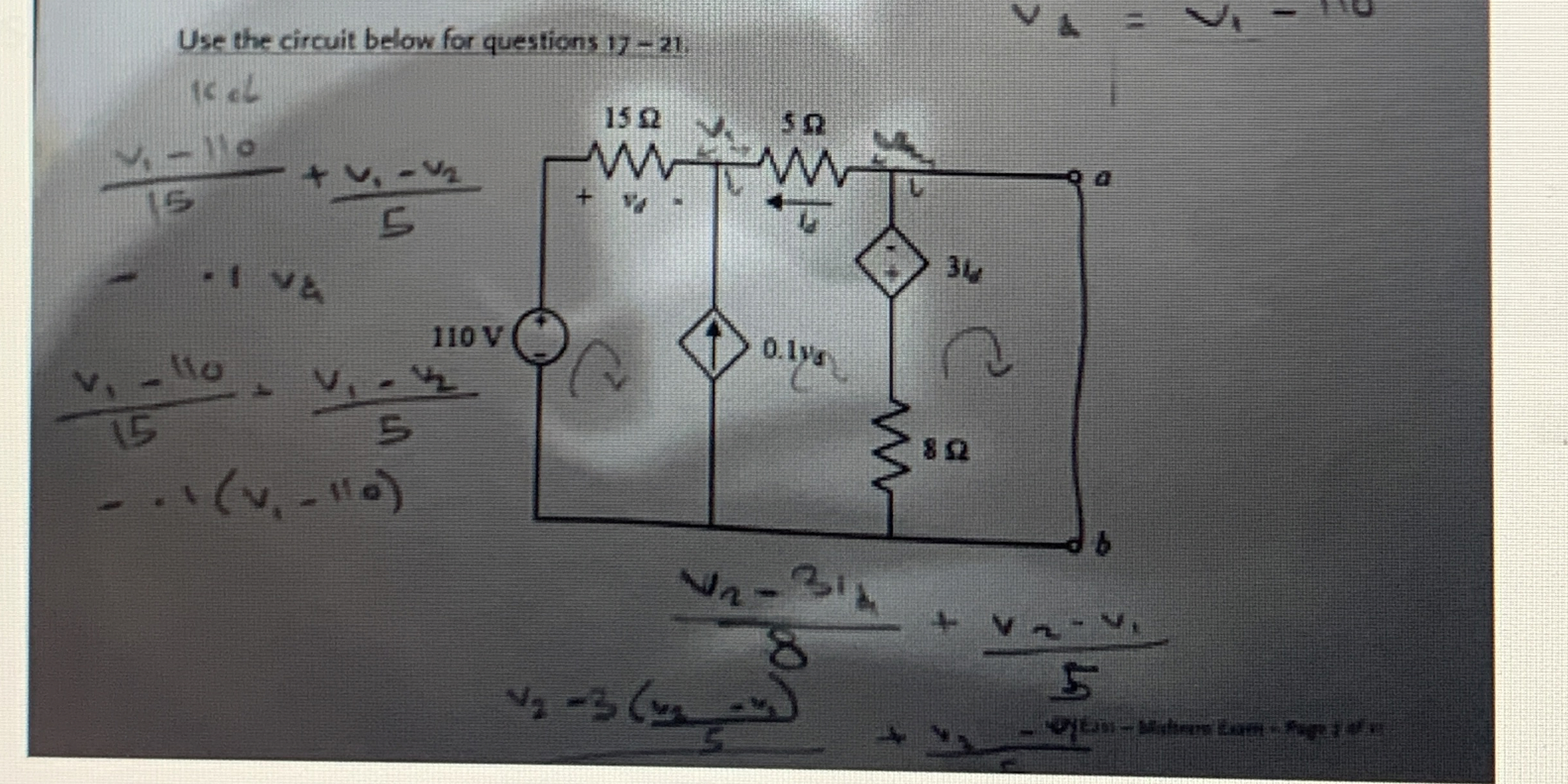 Use the circuit below for questions 1 7 - 2 1 . v