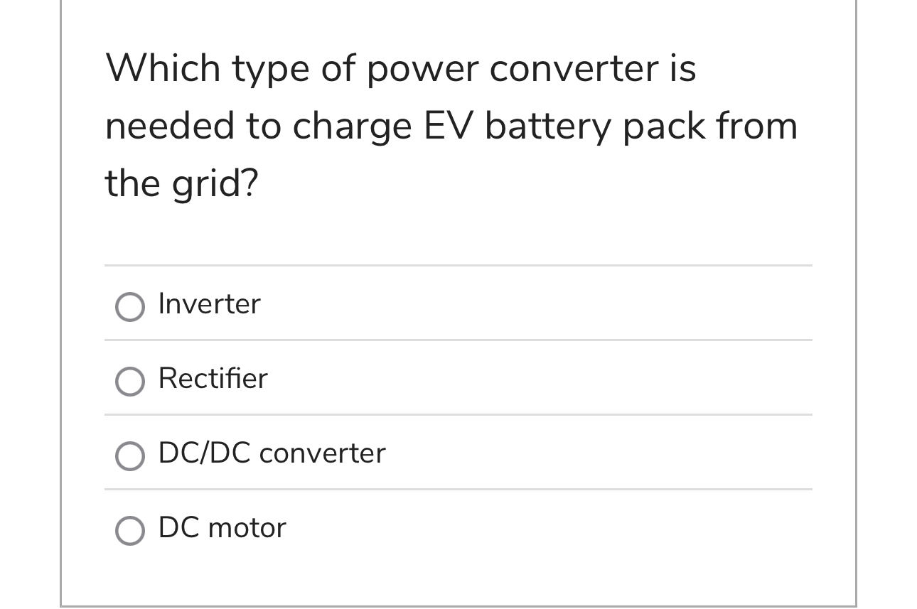 Which type of power converter is needed to charge