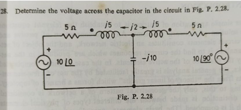 2 8 . Determine the voltage across the capacitor