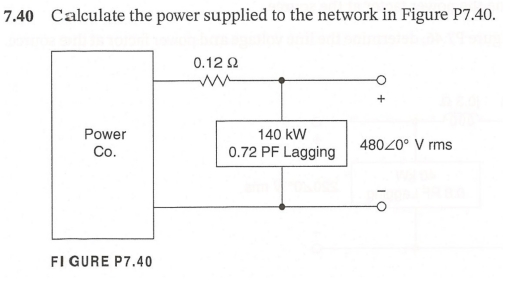 7 . 4 0 Calculate the power supplied to the
