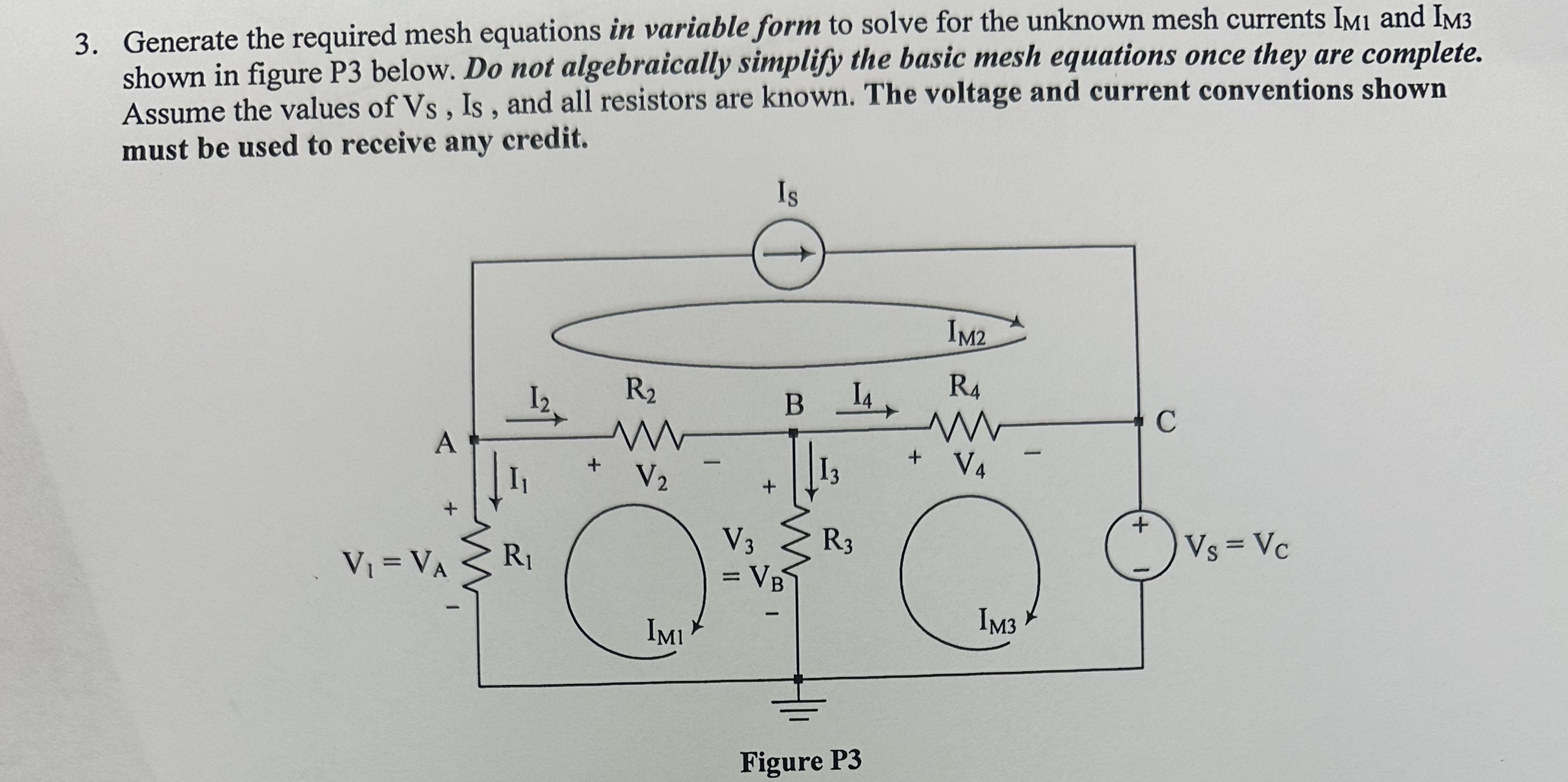 Generate the required mesh equations in variable