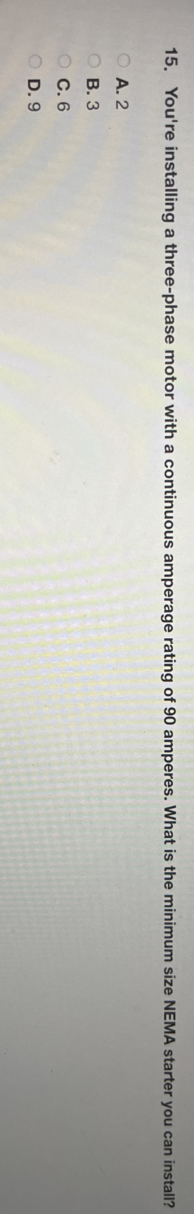 You're installing a three - phase motor with a