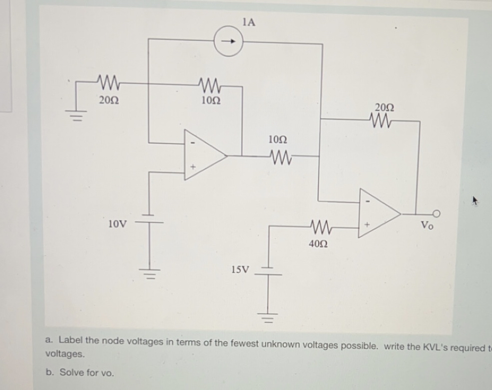 a . Label the node voltages in terms of the