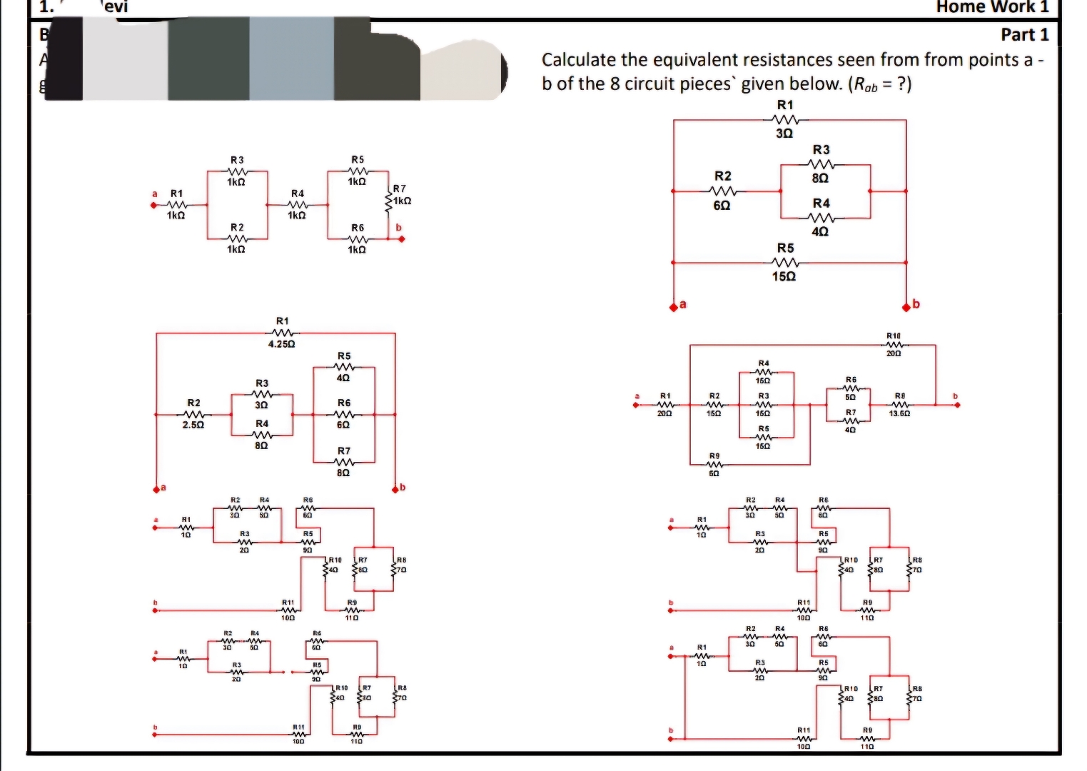 Home Work 1 Part 1 Calculate the equivalent
