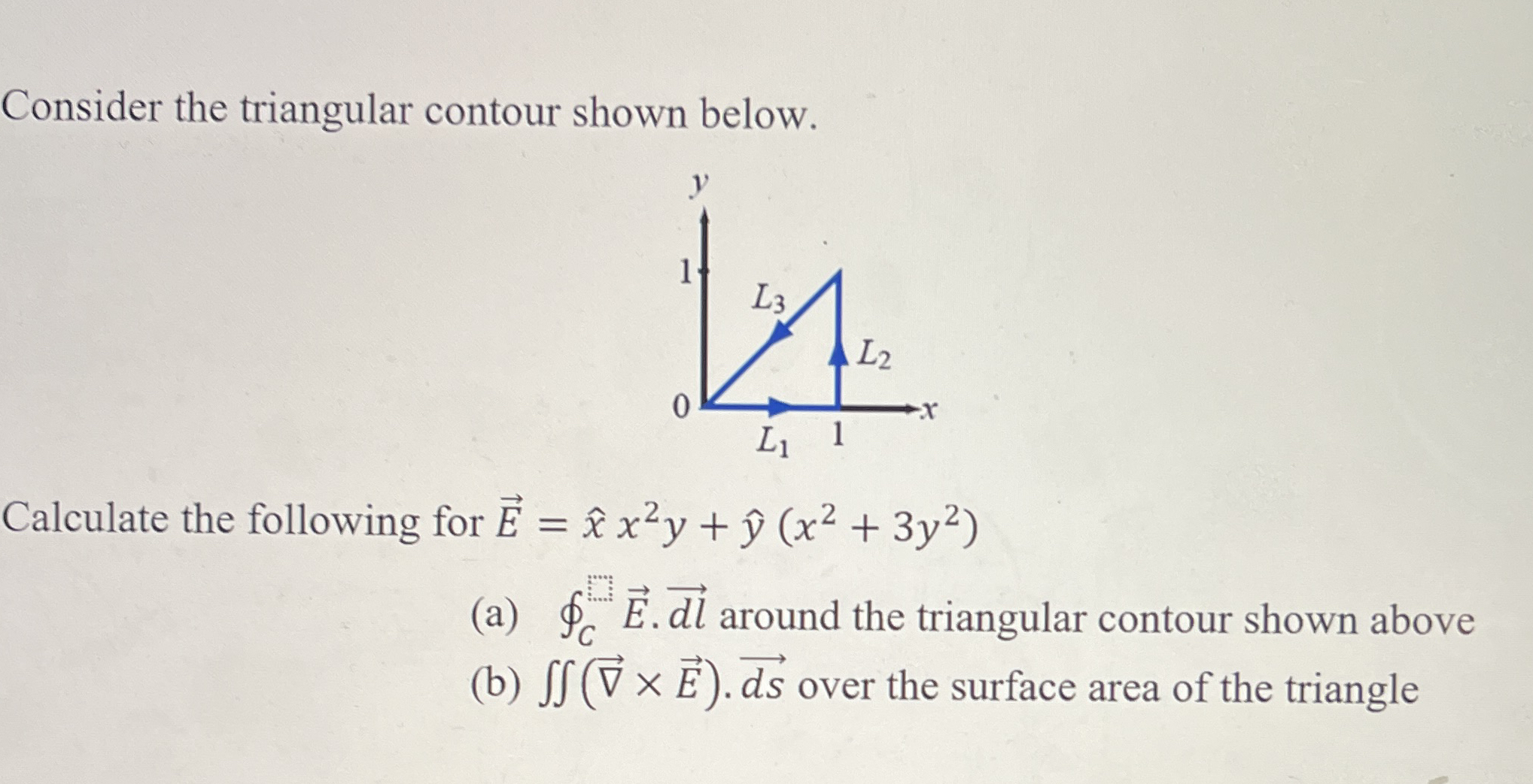 Consider the triangular contour shown below.