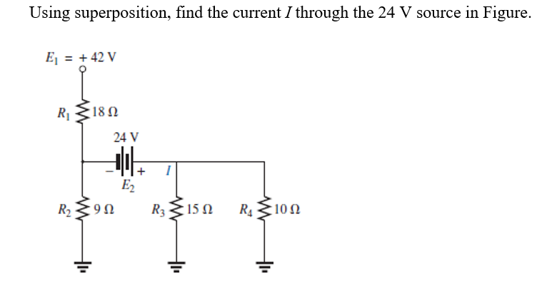 Using superposition, find the current \ ( I \ )