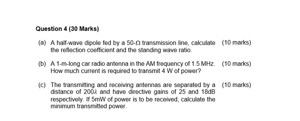 Question 4 ( 3 0 Marks ) ( a ) A half - wave