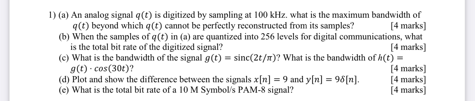 ( a ) An analog signal q ( t ) is digitized by