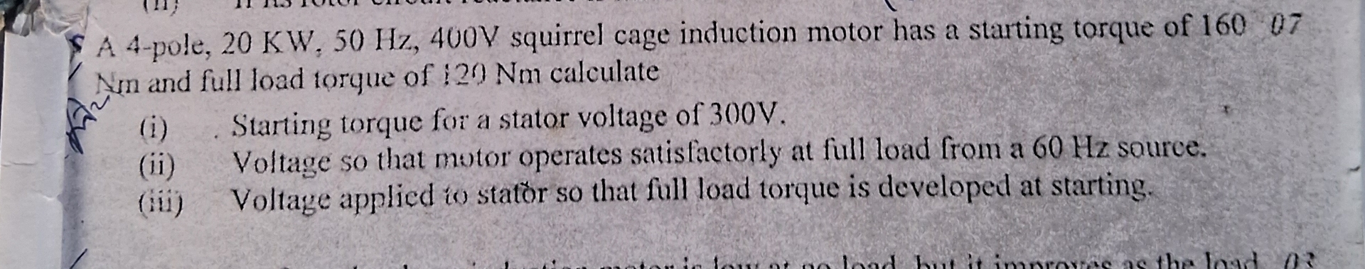 A 4 - pole, 2 0 K W , 5 0 H z , 4 0 0 V squirrel