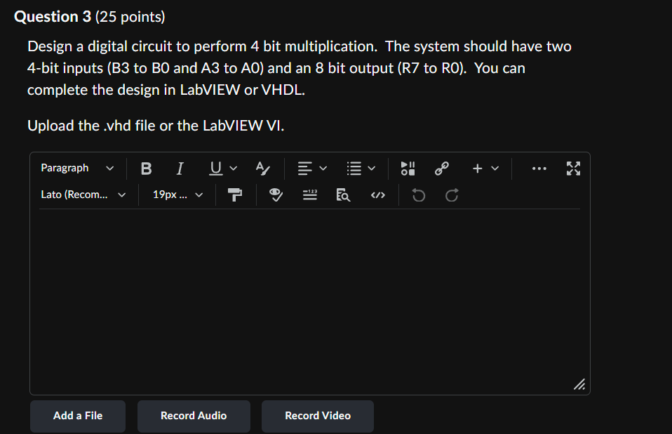 Question 3 ( 2 5 points ) Design a digital