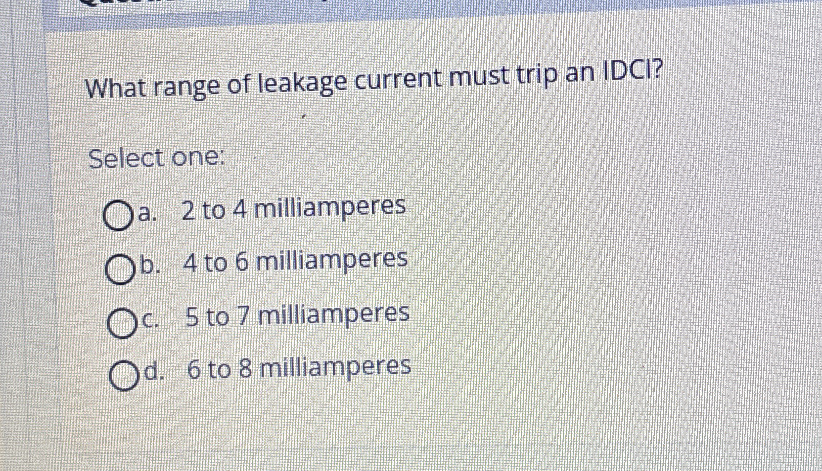 What range of leakage current must trip an IDCI?
