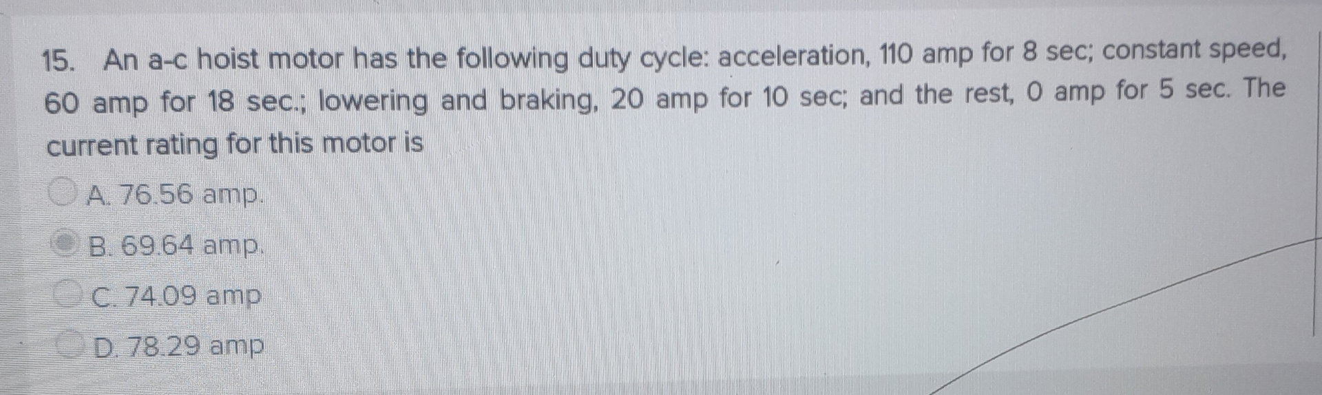 An a - c hoist motor has the following duty