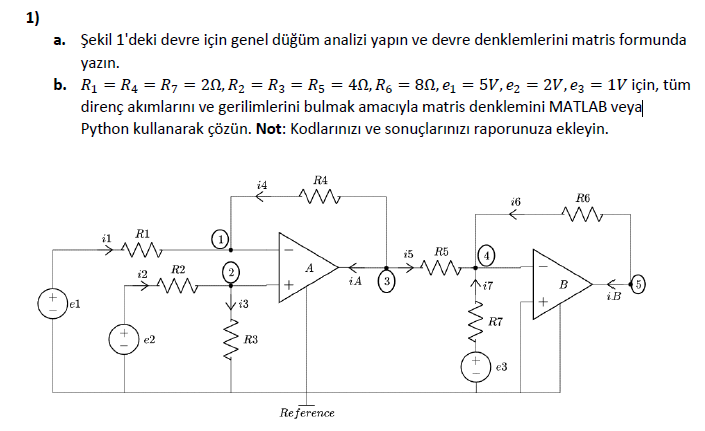a . Perform general nodal analysis for the