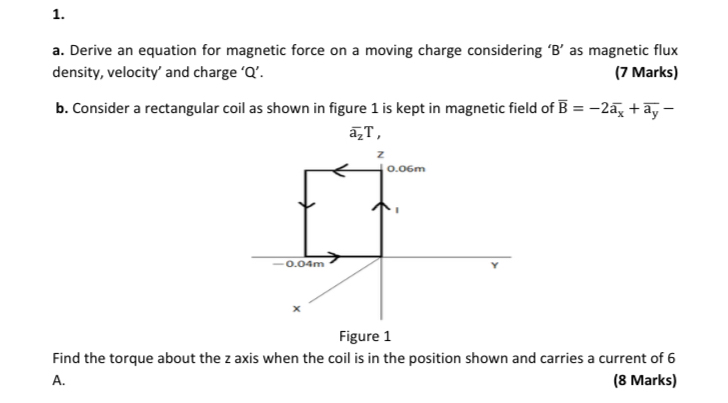 a . Derive an equation for magnetic force on a