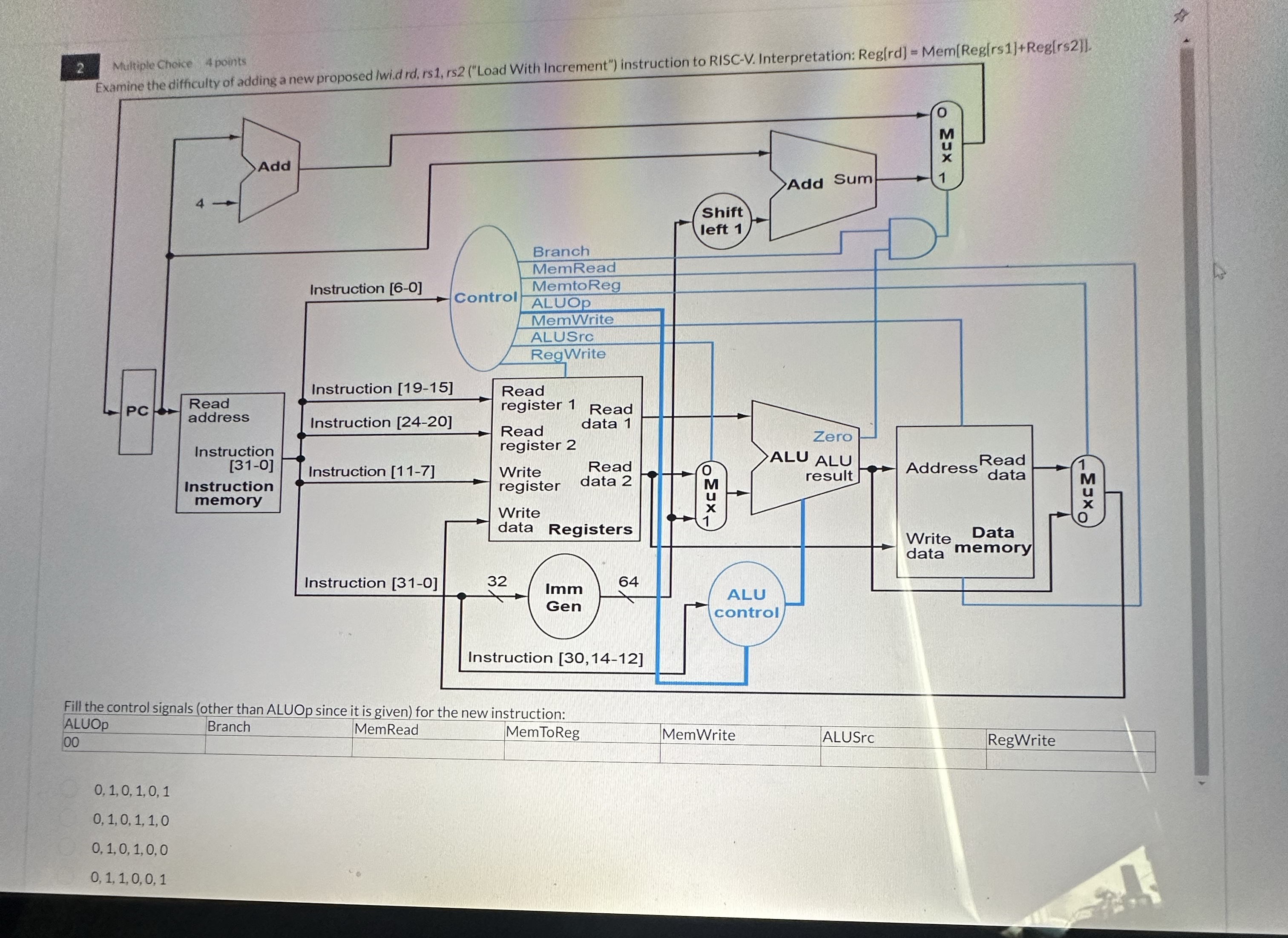 2 Multiple Choice 4 pounts Examine the difficulty