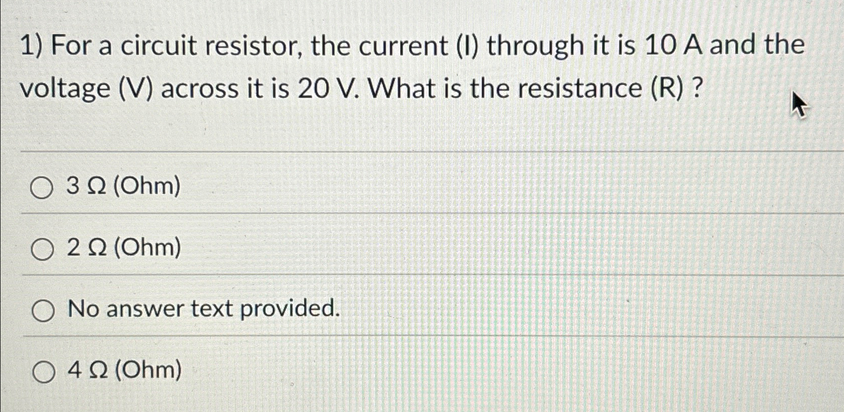 For a circuit resistor, the current ( I ) through