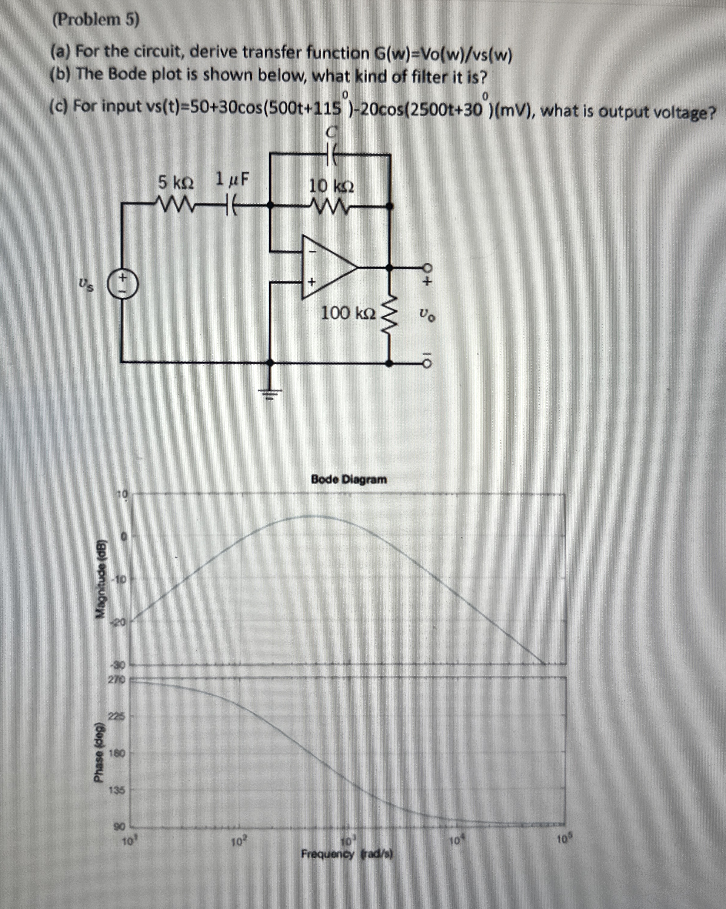 ( Problem 5 ) ( a ) For the circuit, derive