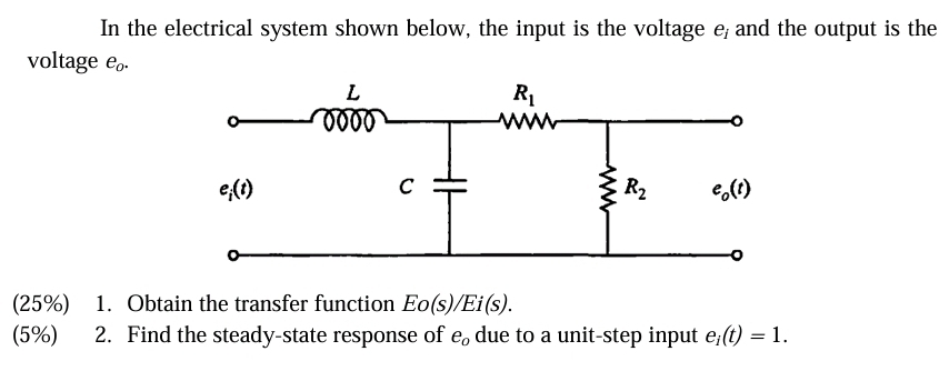 In the electrical system shown below, the input