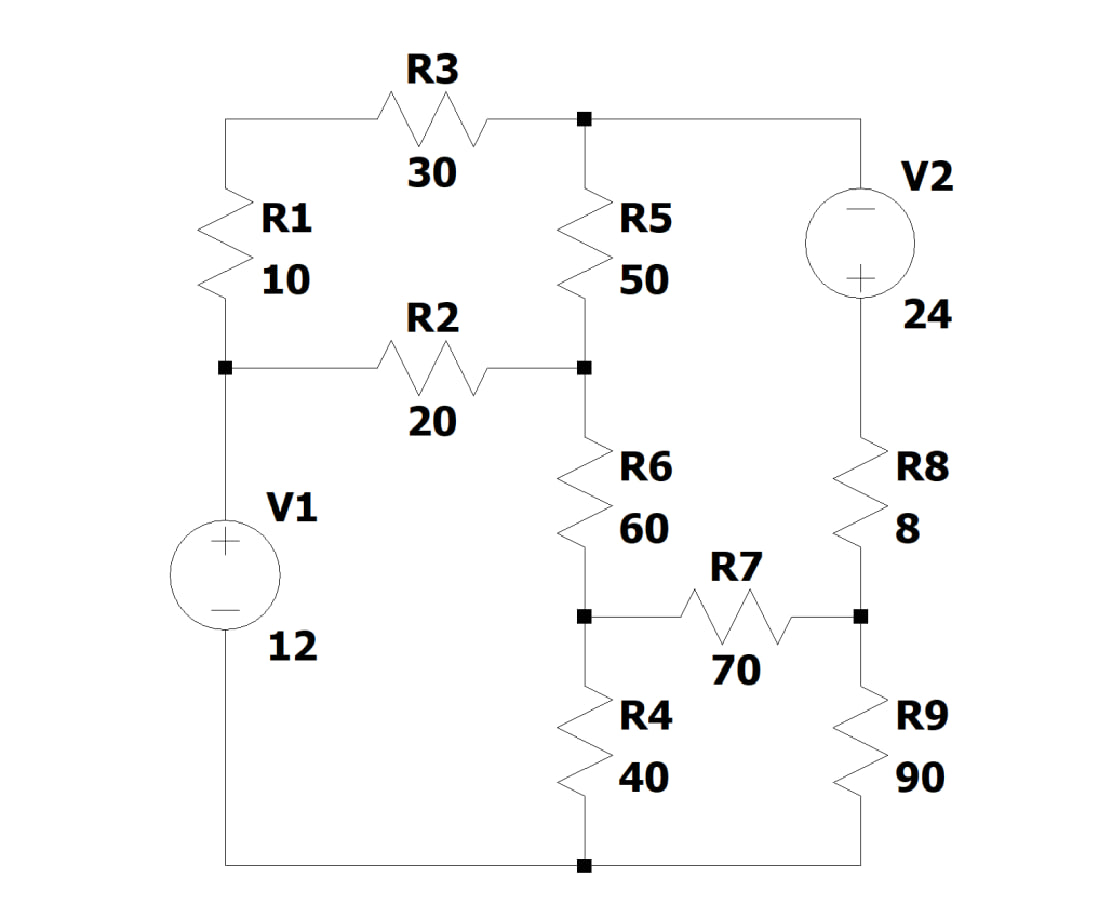 Develop the set of equations and write them in