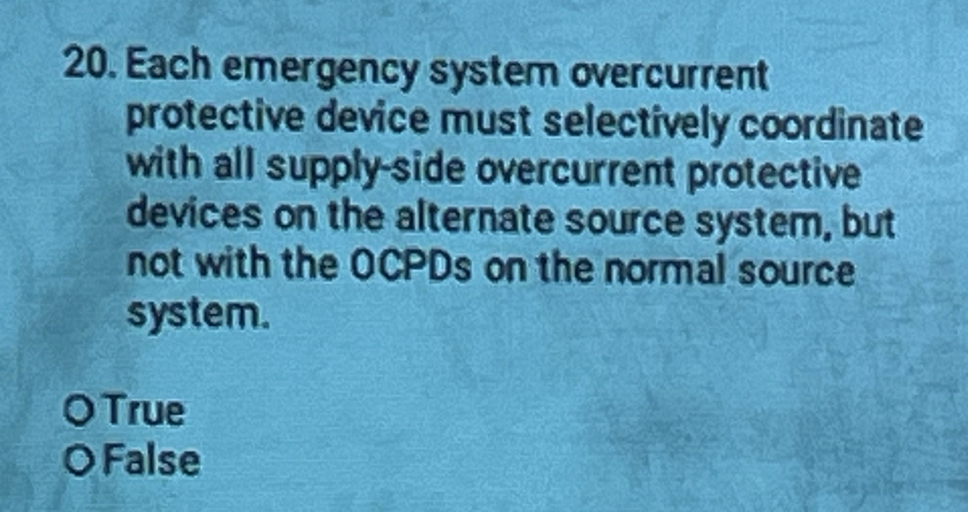 Each emergency system overcurrent protective