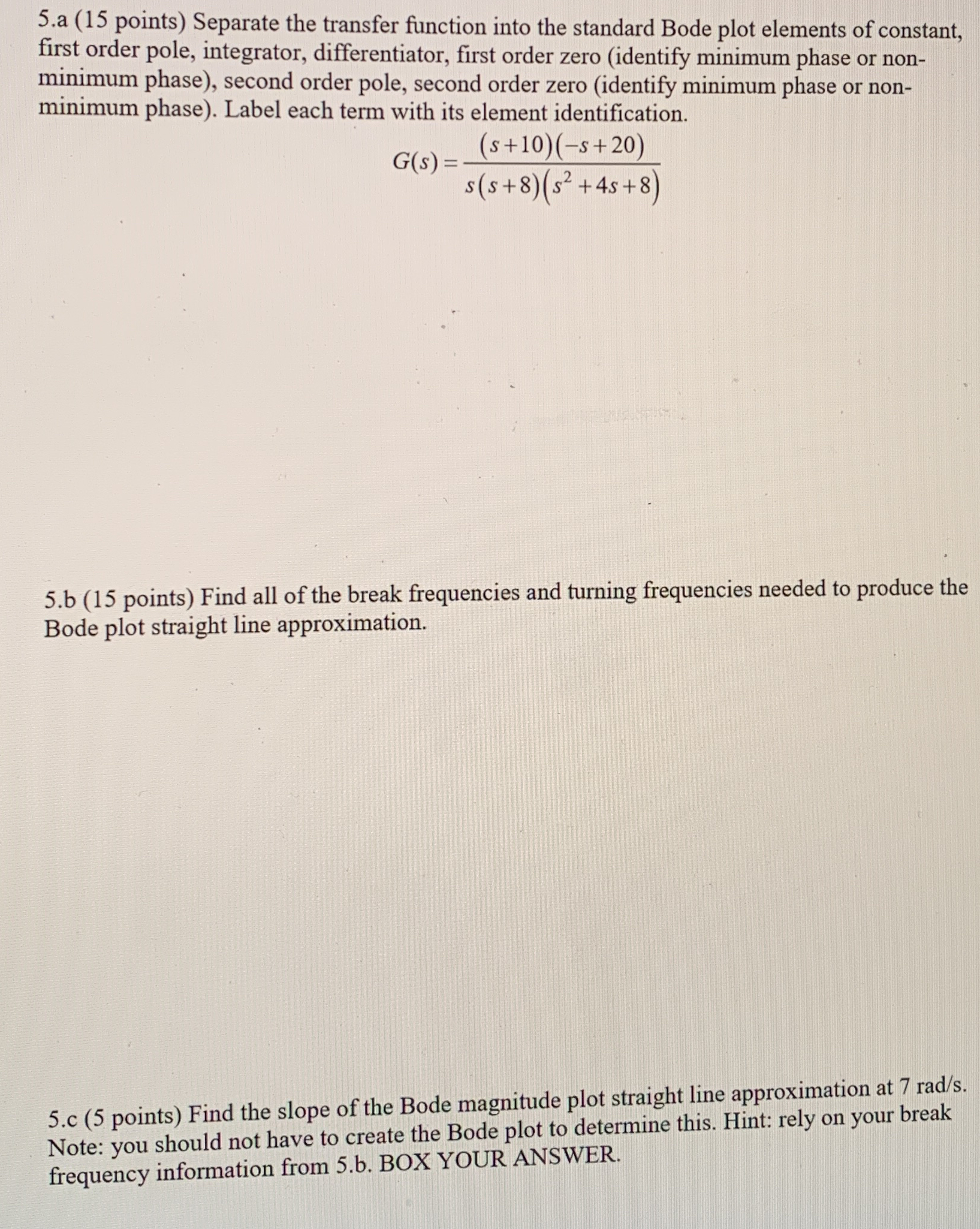 5 . a ( 1 5 points ) Separate the transfer