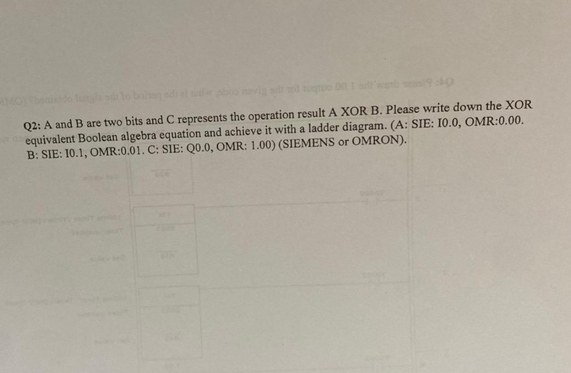 Q 2 : A and B are two bits and C represents the