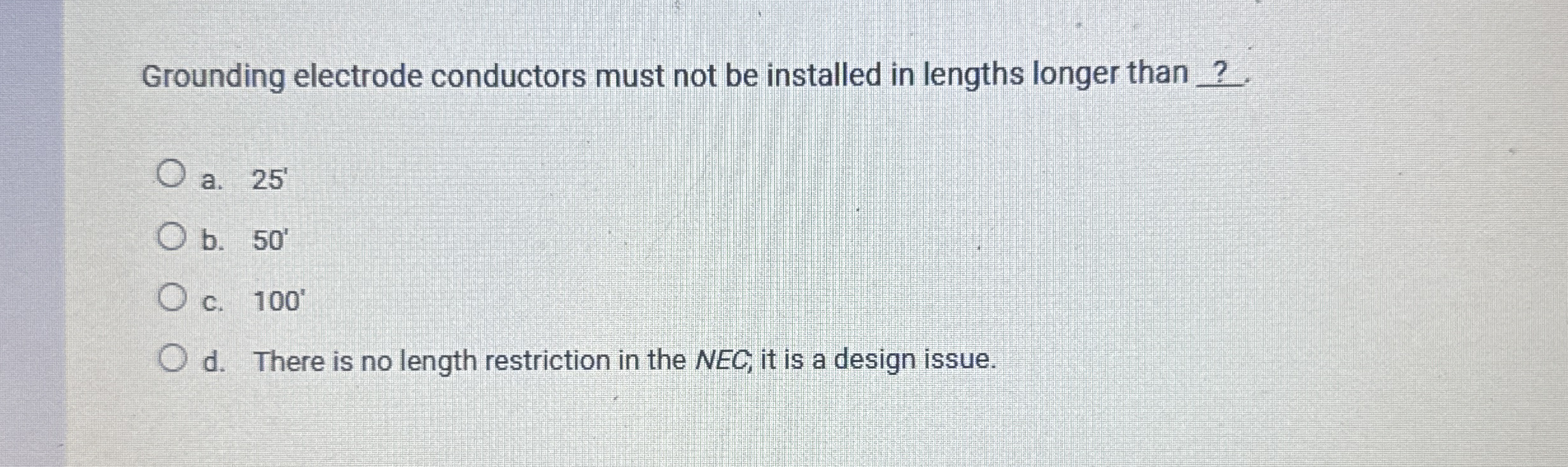 Grounding electrode conductors must not be