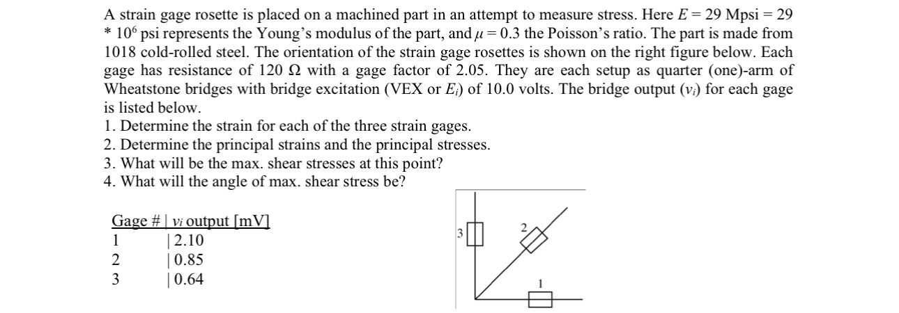A strain gage rosette is placed on a machined