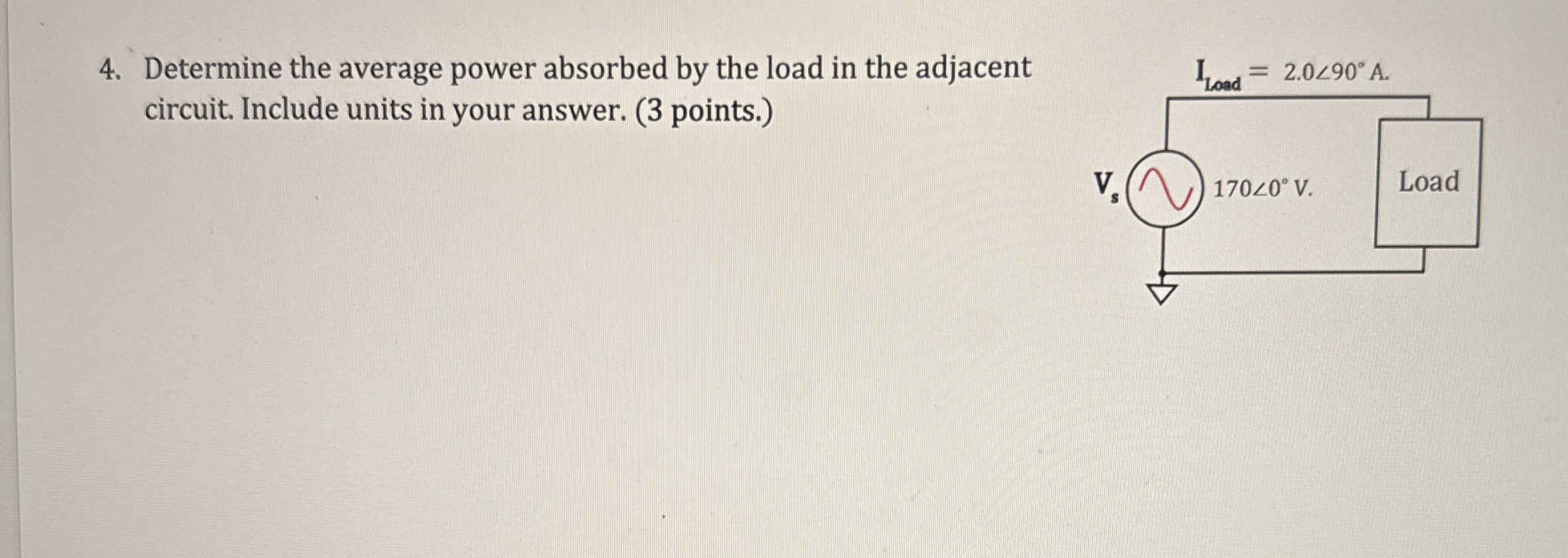 Determine the average power absorbed by the load
