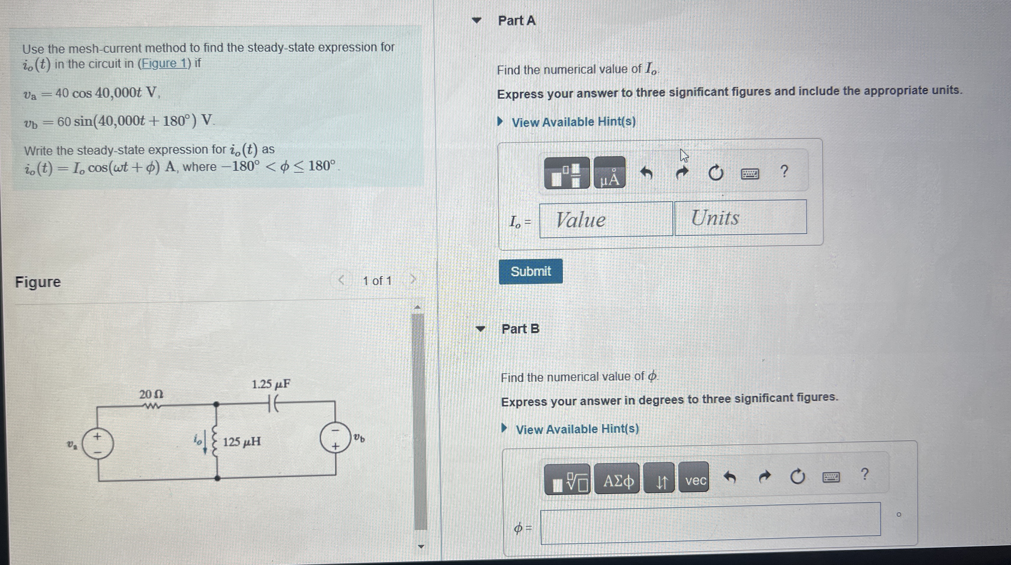 Use the mesh - current method to find the steady