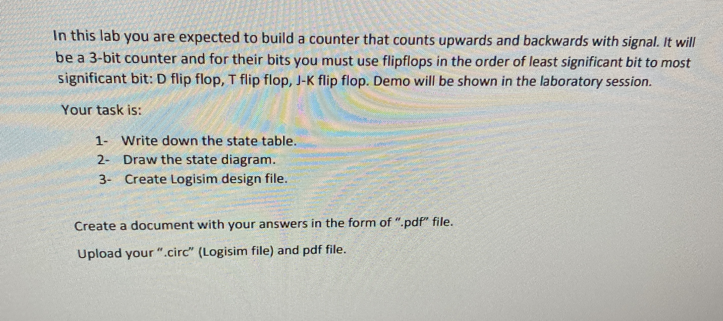 In this lab you are expected to build a counter