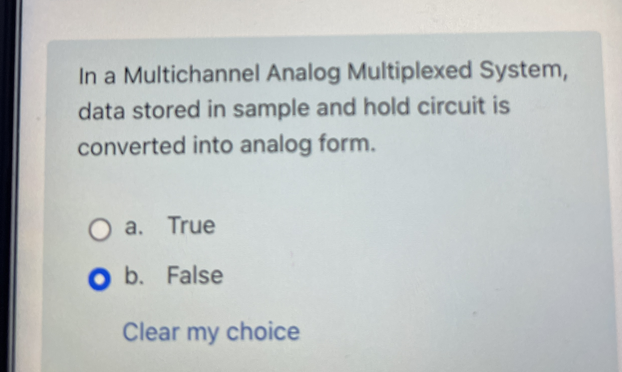 In a Multichannel Analog Multiplexed System, data