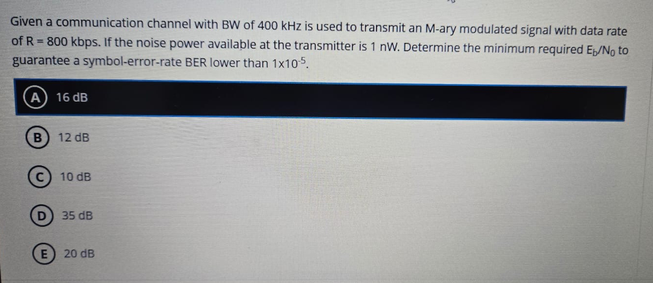 Given a communication channel with BW of 4 0 0